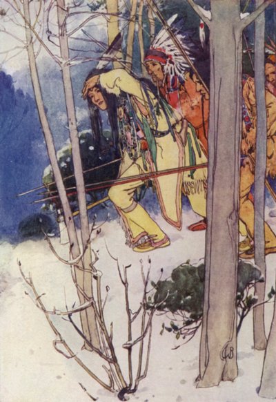 印第安人悄无声息地爬上来（彩色平版印刷） 作者 爱丽丝·博林布鲁克（后）伍德沃德