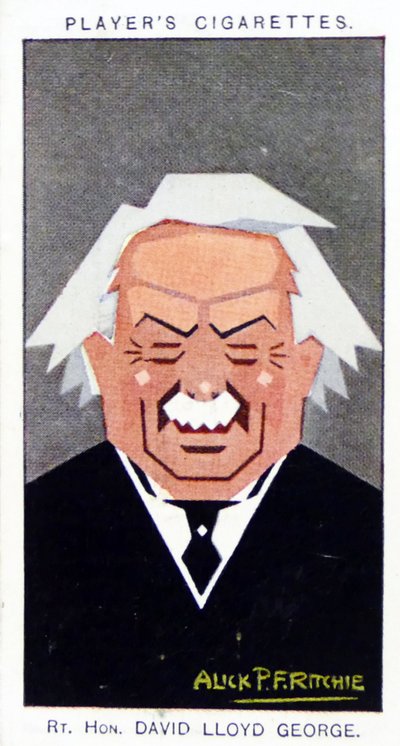 1926年玩家的香烟卡，描绘了。戴维-劳埃德-乔治 作者 阿里克·彭罗斯·福布斯·里奇