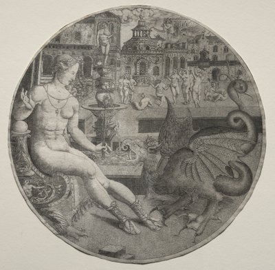 裸体女人和一条龙，1523年。 作者 阿拉特·克拉兹