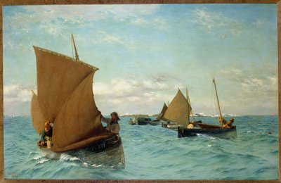 Luggers拾取Moorings，1886年 作者 艾伦·胡克