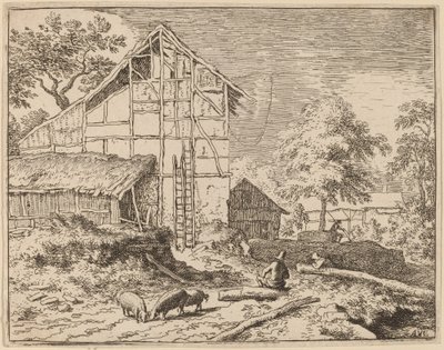有两个梯子的小屋，大概是1645-1656年。 作者 阿拉特·范·埃弗丁根