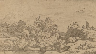 山上的羊群，大概在1645-1656年。 作者 阿拉特·范·埃弗丁根