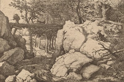 小桥上的山羊，大概在1645-1656年。 作者 阿拉特·范·埃弗丁根