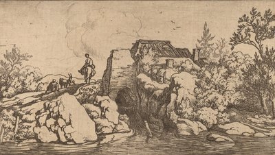 石桥上的骑士，大概在1645-1656年间。 作者 阿拉特·范·埃弗丁根