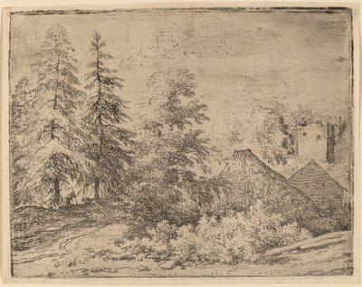 两棵冷杉树之间的人，大概在1645-1656年。 作者 阿拉特·范·埃弗丁根