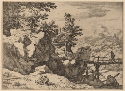 小木桥上的人，大概在1645-1656年。 作者 阿拉特·范·埃弗丁根