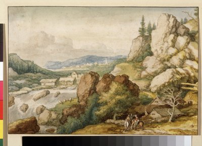 "Paysage aux trois cavaliers"（三位骑士的风景） Aquarelle de Allaert Pietersz van Everdingen（1621-1675 年） 莫斯科波奇金博物馆 作者 阿拉特·范·埃弗丁根