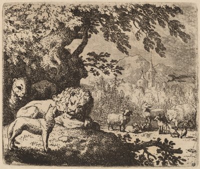 雷纳德与狮子和母狮的会议，可能约1645-1656年。 作者 阿拉特·范·埃弗丁根