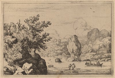 河流中间的岩石，大概在1645-1656年。 作者 阿拉特·范·埃弗丁根