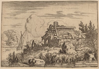 毁坏的小屋，被水包围着，可能约1645-1656。 作者 阿拉特·范·埃弗丁根