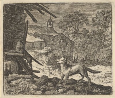 猫爬上谷仓》，1650-75。 作者 阿拉特·范·埃弗丁根