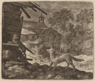 猫进入谷仓，雷纳德在一旁观看，大概是在1645-1656年。 作者 阿拉特·范·埃弗丁根