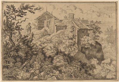 岩石上的三间小屋，大概在1645-1656年。 作者 阿拉特·范·埃弗丁根