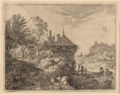 两只船接近小屋，可能约1645-1656。 作者 阿拉特·范·埃弗丁根