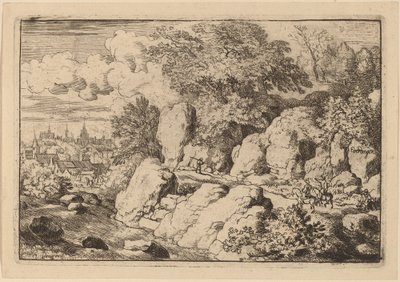 岩石路上的两个骑士，大概在1645-1656年。 作者 阿拉特·范·埃弗丁根