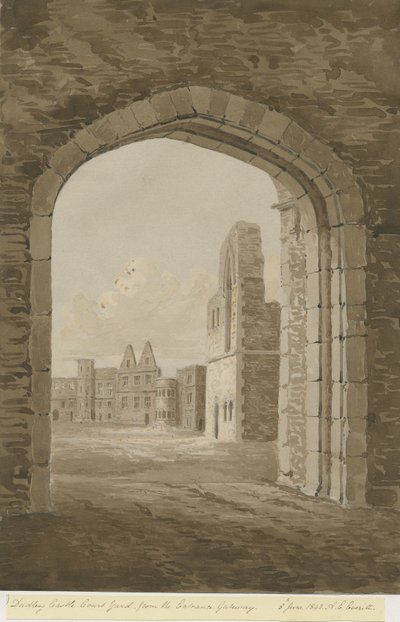 达德利城堡（Dudley Castle）-城堡：深棕褐色素描，1843年6月8日 作者 艾伦·爱德华·埃弗里特