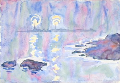 第 73 号水彩画73，蓝色和薰衣草色 作者 艾伦·塔克