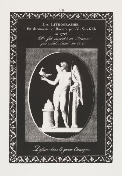 石版画的艺术献词页，图版 VII 作者 阿洛伊斯·塞内费尔德（Alois Senefelder）