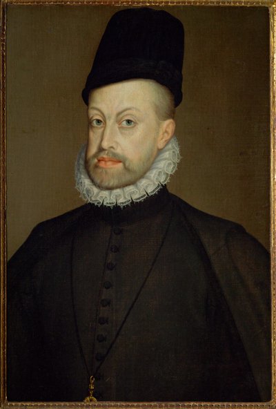 西班牙国王菲利普二世，卡尔五世皇帝和葡萄牙伊莎贝拉之子（布面油画） 作者 阿隆索·桑切斯·科洛