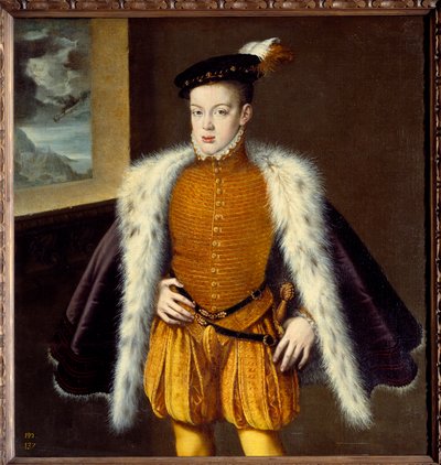 腓力二世的儿子唐-卡洛斯王子（1545-1568）的肖像。阿隆索-桑切斯-科埃略（1531-1588）的画作，Ec.Esp. 作者 Alonso Sánchez Coello