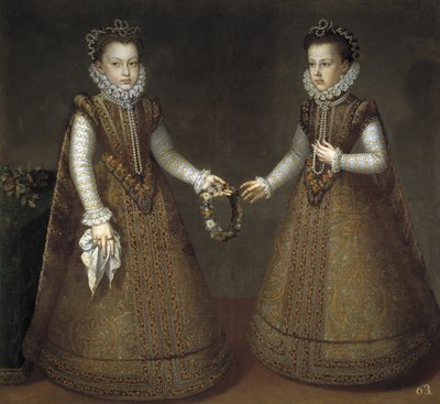 1566-1633年的Infantas Isabel Clara Eugenia和西班牙的Catherine Michelle（1567-1597年）。 1575 作者 阿隆索·桑切斯·科洛
