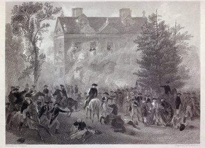 1777年在Chew House举行的Germantown战役，由Robert Hinshelwood（1812-c.75）镌刻c.1860 作者 阿隆佐·查佩尔
