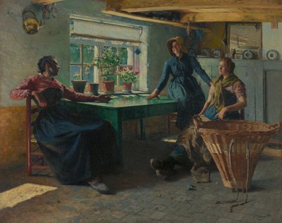 荷兰语：有渔妇的室内 作者 阿洛伊斯·布德里（Alois Boudry）