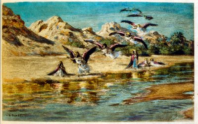 Dinet 的插图来自“海市蜃楼”阿拉伯生活场景。 1906 年，《海市蜃楼》《阿拉伯生活场景》由艾蒂安·迪内 (Etienne Dinet) 绘制插图，并由西尔曼·本·易卜拉欣·巴默 (Silman Ben Ibrahim Bamer) 进行评论。 纳斯雷丁·迪内 (Nasreddine Dinet) 出生时原名阿尔丰斯·艾蒂安·迪内 (Alphonse-Étienne Dinet)； （1861-1929）是法国东方人 作者 阿方斯·艾蒂安·迪内