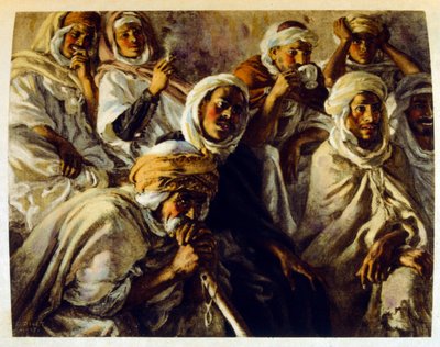 Dinet 绘制的插图，选自《海市蜃楼》中的阿拉伯生活场景。1906.Mirages, Scénes De La Vie Arab》由艾蒂安-迪内特绘制插图，西尔曼-本-易卜拉欣-巴默尔撰写评论。纳斯雷丁-迪内出生时的名字是阿尔方斯-艾蒂安-迪内（1861-1929 年），法国画家。 作者 阿方斯·艾蒂安·迪内