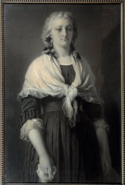 礼宾部玛丽·安托瓦内特王后（1755-1793 年）的肖像 1793 年，女王的代表在哀悼。 Alphonse Francois (1814-1888) 1851 Sun 的木炭画。 0,72x1,11 m Malmaison，城堡博物馆 作者 阿方斯·弗朗索瓦