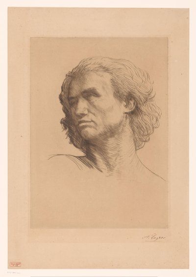 一个男人的头 作者 Alphonse Legros（艺术家签名）