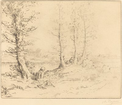 沿着河流Le long de la rive。 作者 阿方斯·莱格罗斯（Alphonse Legros）