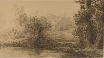 一条河的岸。 作者 阿方斯·莱格罗斯（Alphonse Legros）