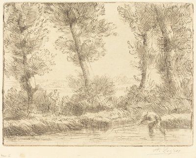 莱恩河岸 Les bords de la Liane. 作者 阿方斯·莱格罗斯（Alphonse Legros）