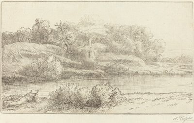 维内尔河岸边，维内尔河畔。 作者 阿方斯·莱格罗斯（Alphonse Legros）