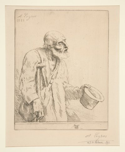 拄拐杖的乞丐 作者 阿方斯·莱格罗斯（Alphonse Legros）