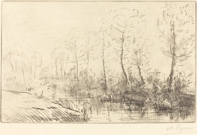 白桦树：晨光中看到的水边 作者 阿方斯·莱格罗斯（Alphonse Legros）