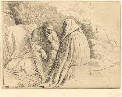 波西米亚人的营地 Campement de bohemiens。 作者 阿方斯·莱格罗斯（Alphonse Legros）