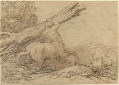 扛着树干的半人马。 作者 阿方斯·莱格罗斯（Alphonse Legros）