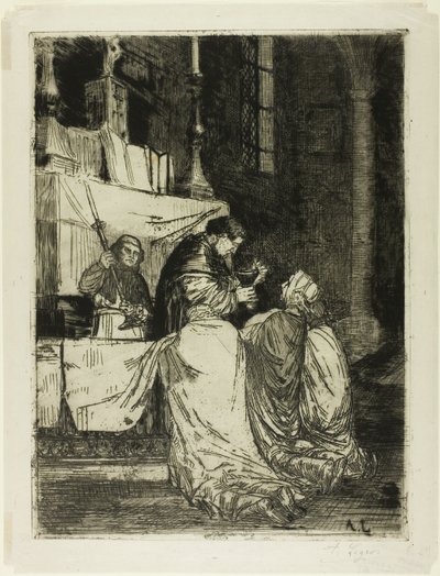 圣梅达尔教堂的圣餐仪式 作者 阿方斯·莱格罗斯（Alphonse Legros）