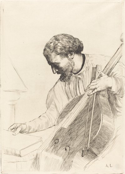 Contre-bass Player 低音提琴演奏者。 作者 阿方斯·莱格罗斯（Alphonse Legros）