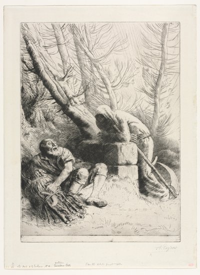 死亡与伐木工人，1881年。 作者 阿方斯·莱格罗斯（Alphonse Legros）