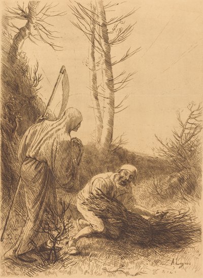 死亡与樵夫》，第二版 《死亡与樵夫》。 作者 阿方斯·莱格罗斯（Alphonse Legros）