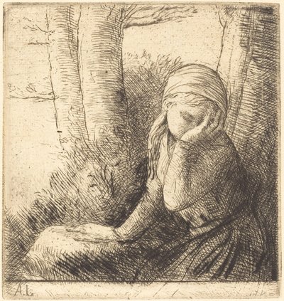 绝望的年轻女孩 La jeune desesperee. 作者 阿方斯·莱格罗斯（Alphonse Legros）