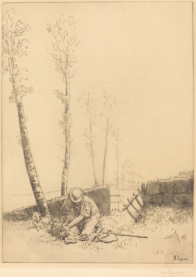 寻找绵羊 Le mouton retrouve. 作者 阿方斯·莱格罗斯（Alphonse Legros）