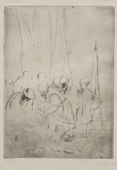 布洛涅码头上的渔民。 作者 阿方斯·莱格罗斯（Alphonse Legros）