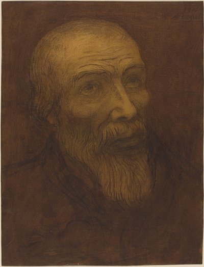 有胡子的秃头男人的头 作者 阿方斯·莱格罗斯（Alphonse Legros）