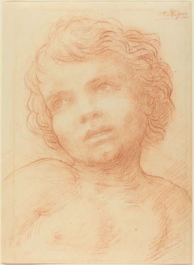 一个孩子的头。 作者 阿方斯·莱格罗斯（Alphonse Legros）