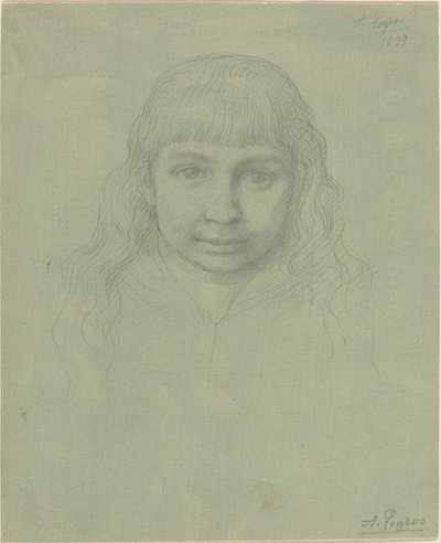 一个孩子的头，1893年。 作者 阿方斯·莱格罗斯（Alphonse Legros）