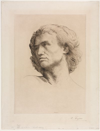 一个男人的头。 作者 阿方斯·莱格罗斯（Alphonse Legros）